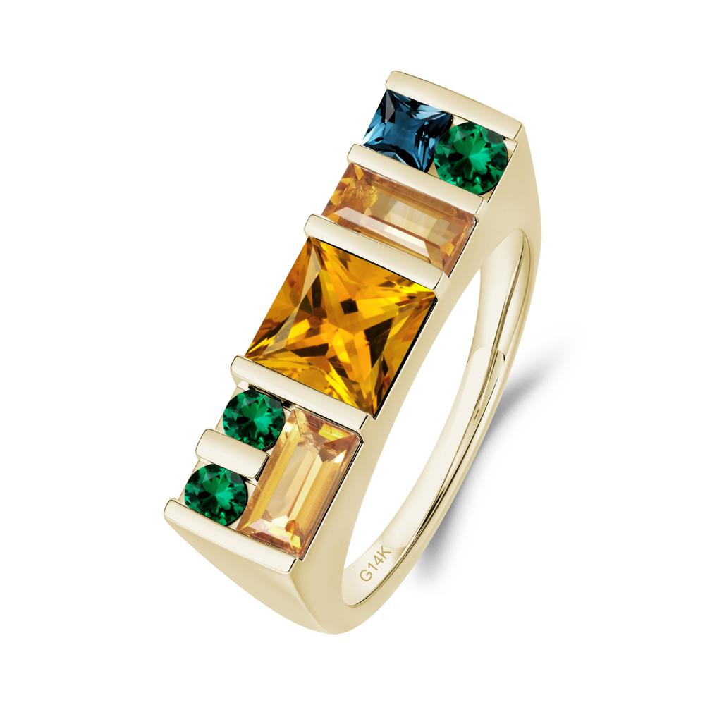 Geometric Multi-Cut Citrine Statement Ring - LUO Jewelry #metal_14k yellow gold