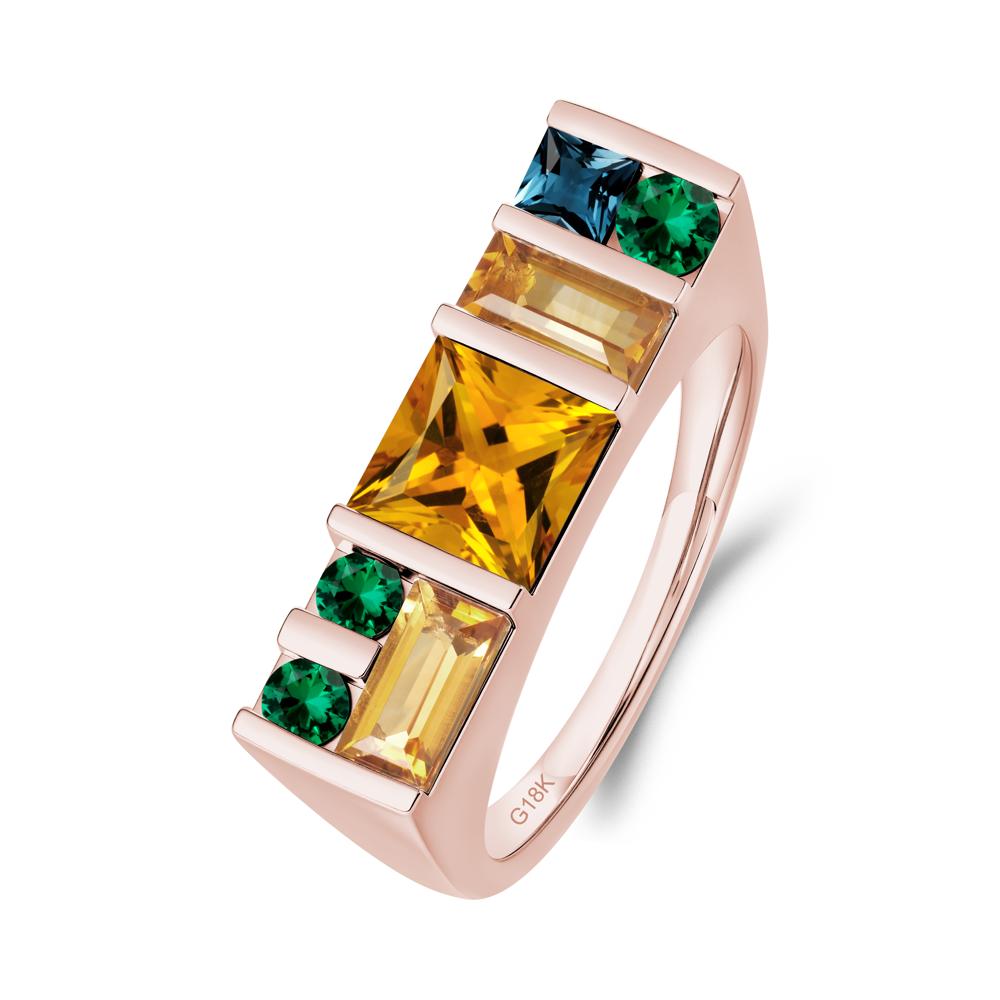 Geometric Multi-Cut Citrine Statement Ring - LUO Jewelry #metal_18k rose gold