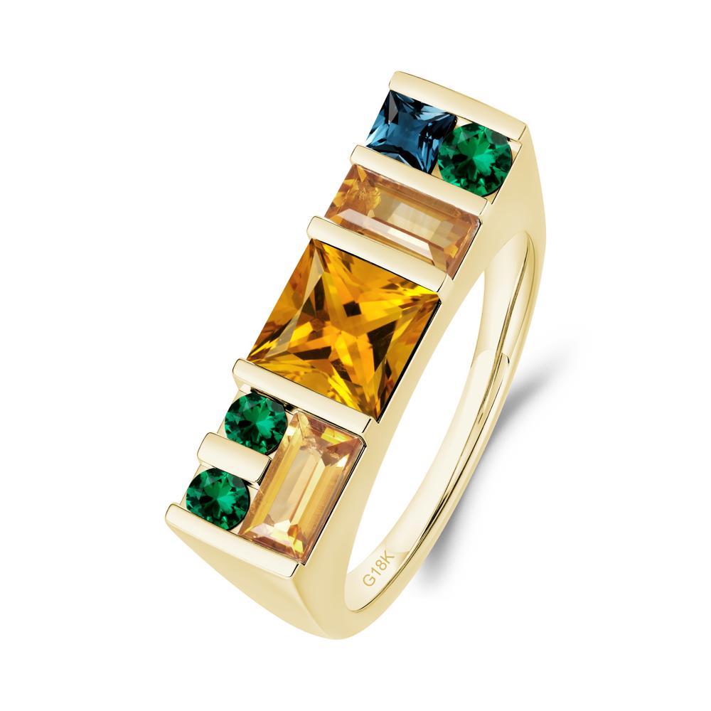 Geometric Multi-Cut Citrine Statement Ring - LUO Jewelry #metal_18k yellow gold