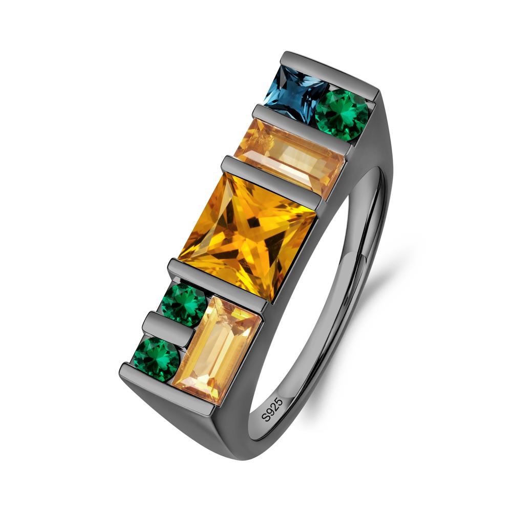 Geometric Multi-Cut Citrine Statement Ring - LUO Jewelry #metal_black finish sterling silver