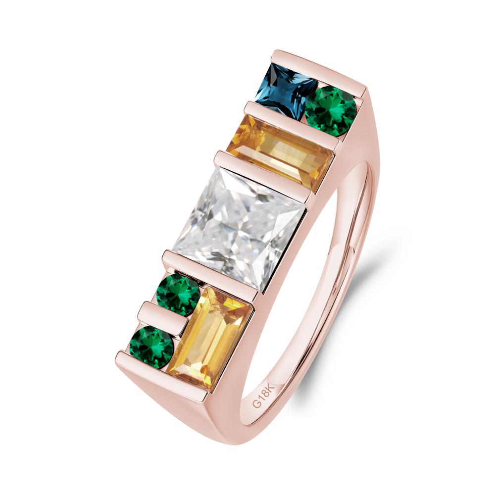 Geometric Multi-Cut Cubic Zirconia Statement Ring - LUO Jewelry #metal_18k rose gold