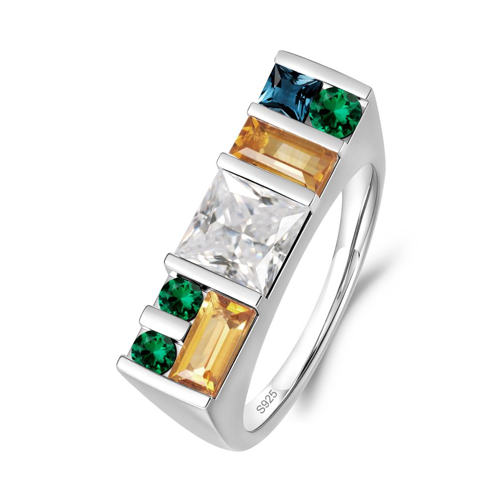 Geometric Multi-Cut Cubic Zirconia Statement Ring - LUO Jewelry #metal_sterling silver