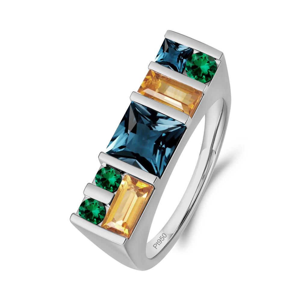 Geometric Multi-Cut London Blue Topaz Statement Ring - LUO Jewelry #metal_platinum