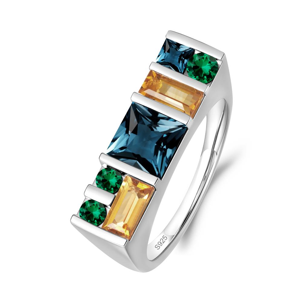 Geometric Multi-Cut London Blue Topaz Statement Ring - LUO Jewelry #metal_sterling silver