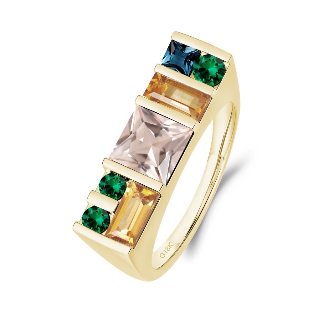 Geometric Multi-Cut Morganite Statement Ring - LUO Jewelry #metal_18k yellow gold