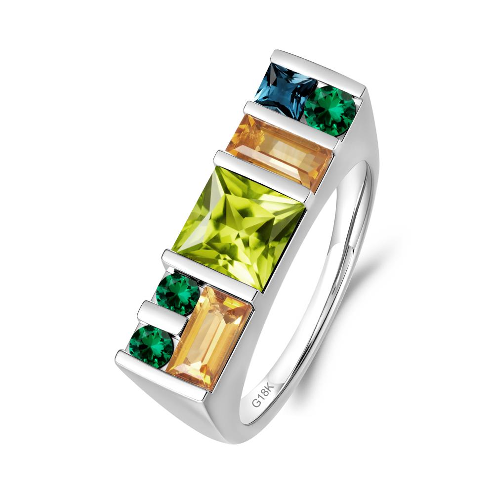Geometric Multi-Cut Peridot Statement Ring - LUO Jewelry #metal_18k white gold