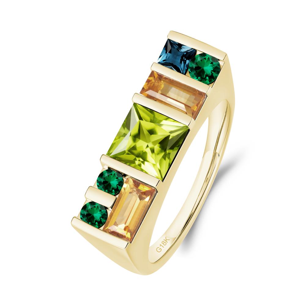 Geometric Multi-Cut Peridot Statement Ring - LUO Jewelry #metal_18k yellow gold