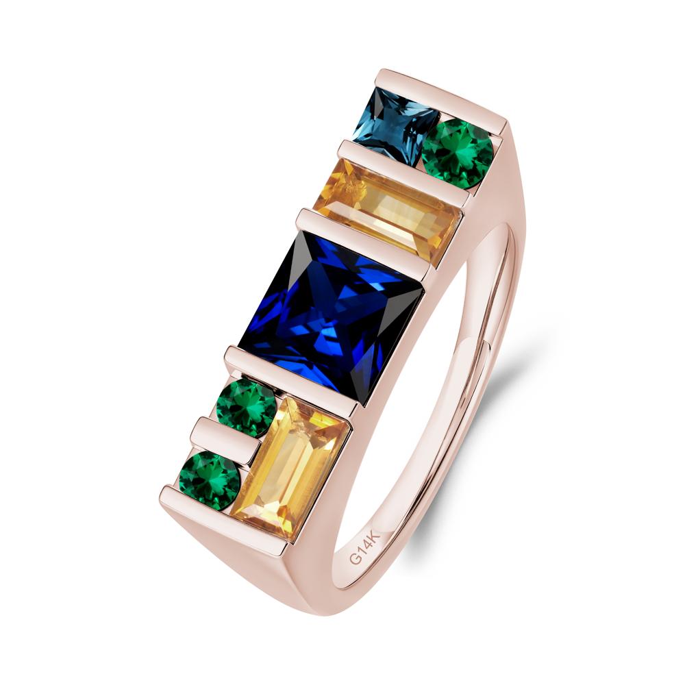 Geometric Multi-Cut Sapphire Statement Ring - LUO Jewelry #metal_14k rose gold