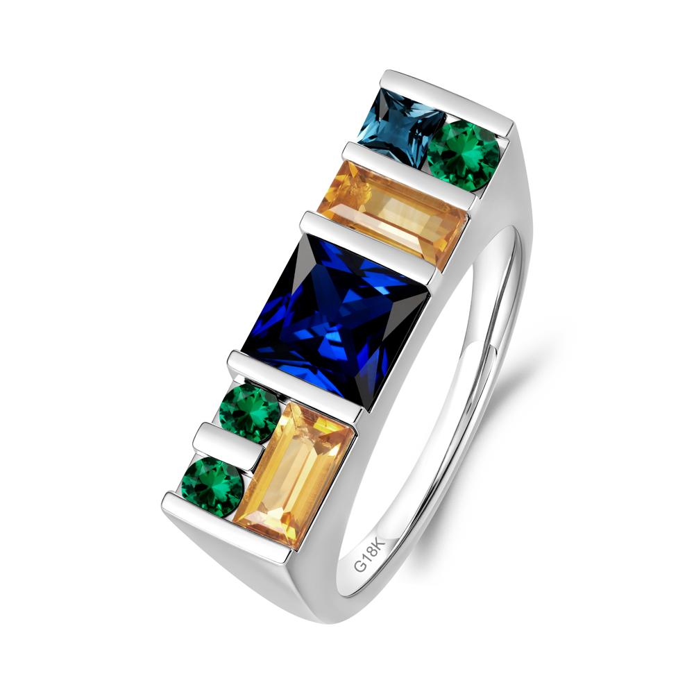 Geometric Multi-Cut Sapphire Statement Ring - LUO Jewelry #metal_18k white gold
