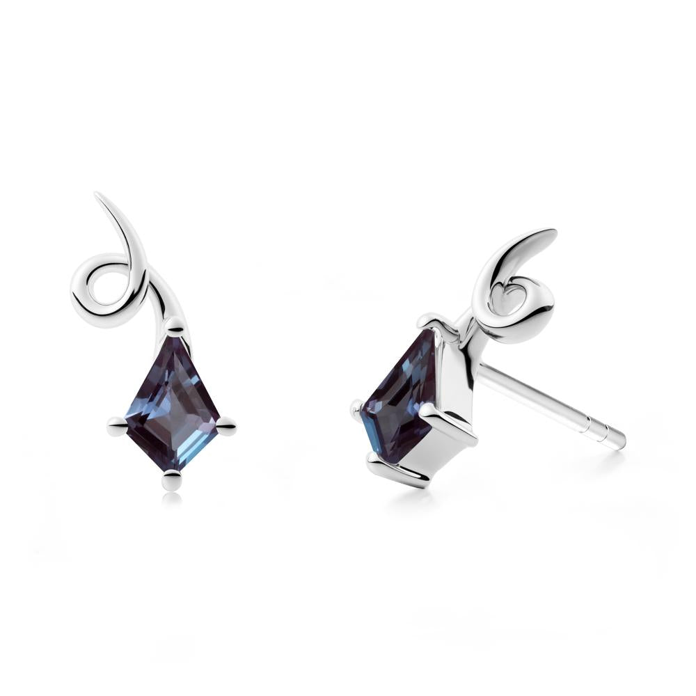 Shooting Star Inspired Alexandrite Stud Earrings - LUO Jewelry #metal_14k white gold