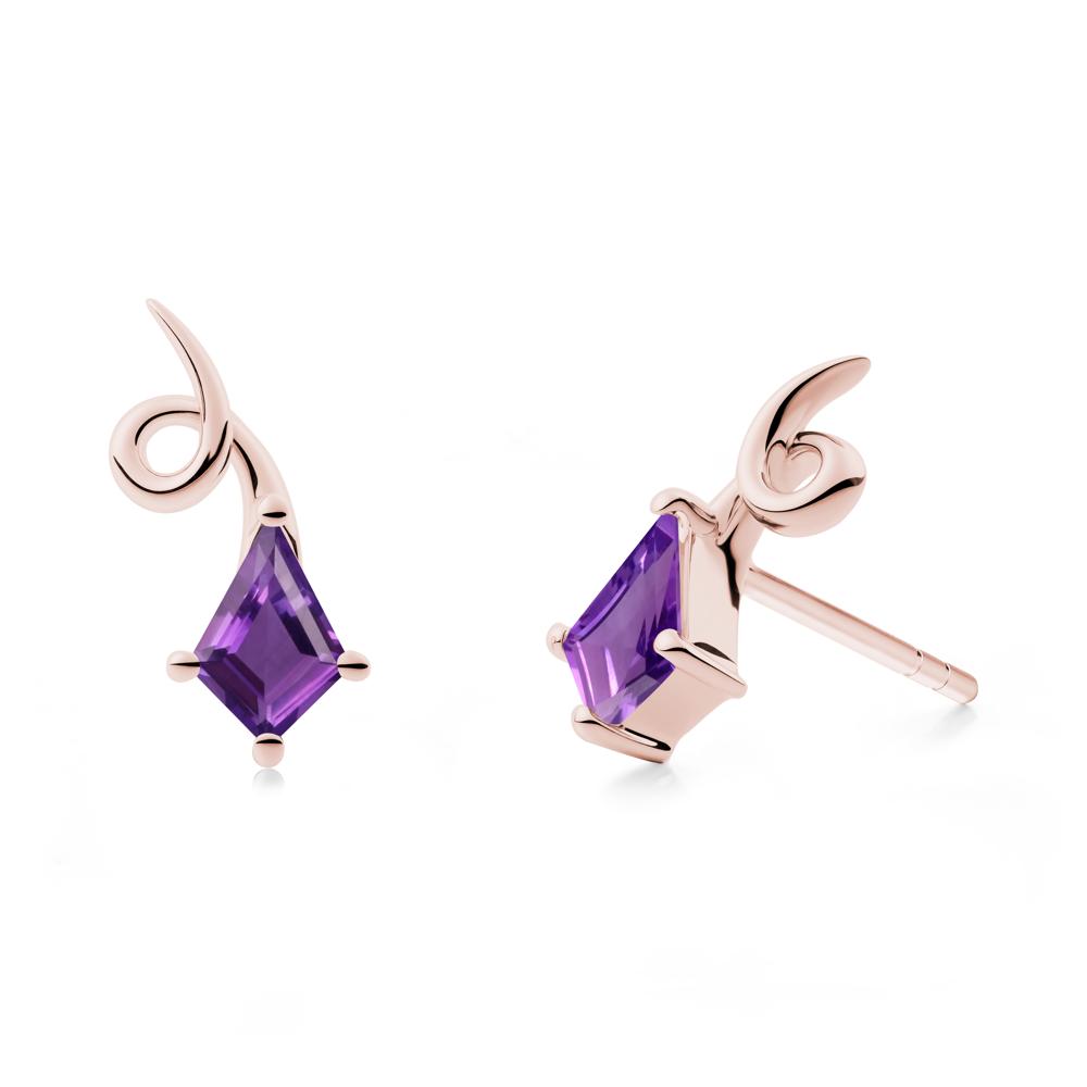 Kite-Cut Amethyst Earrings - LUO Jewelry #metal_18k rose gold