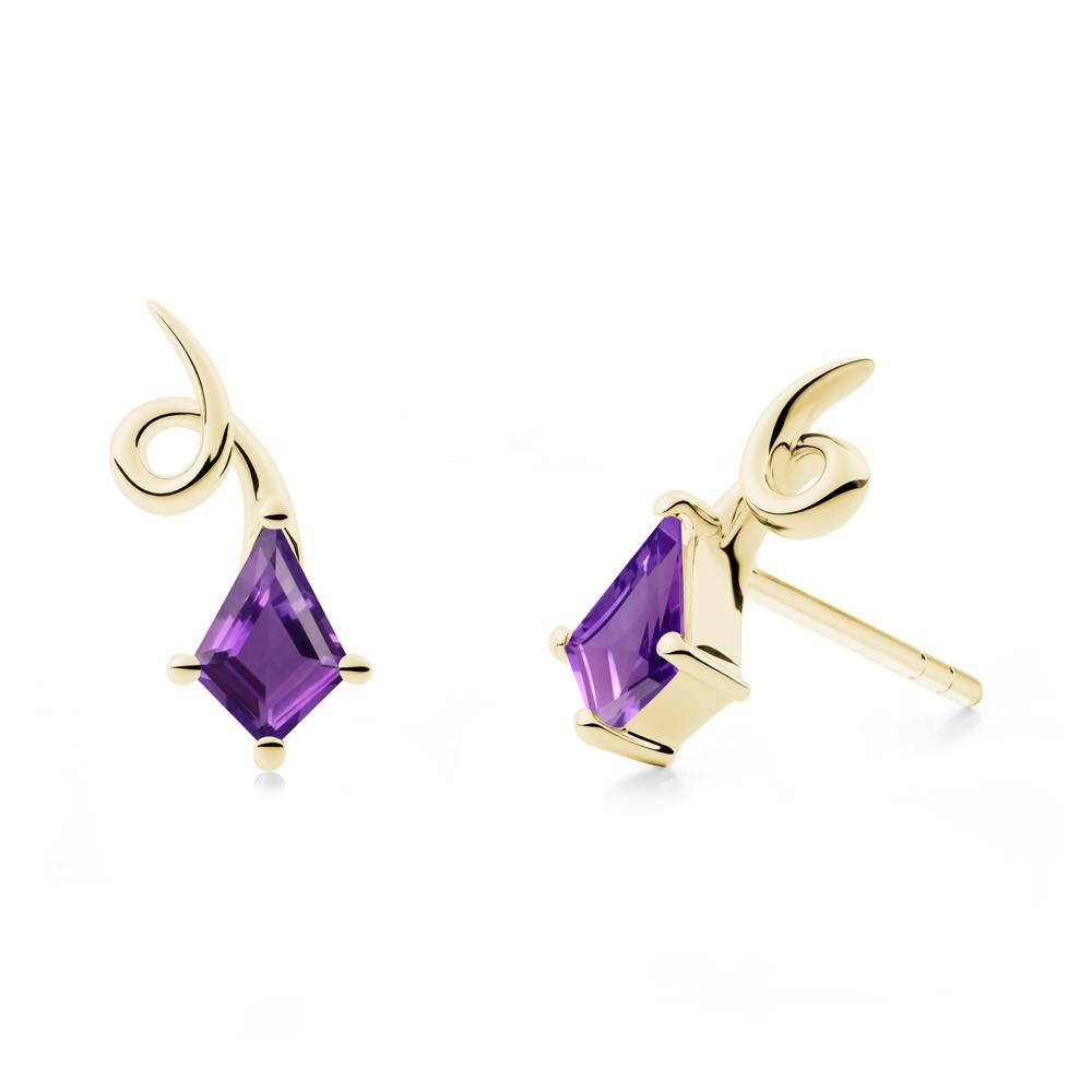 Kite-Cut Amethyst Earrings - LUO Jewelry #metal_18k yellow gold