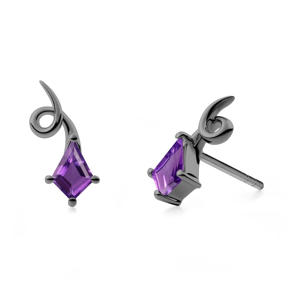 Kite-Cut Amethyst Earrings - LUO Jewelry #metal_black finish sterling silver