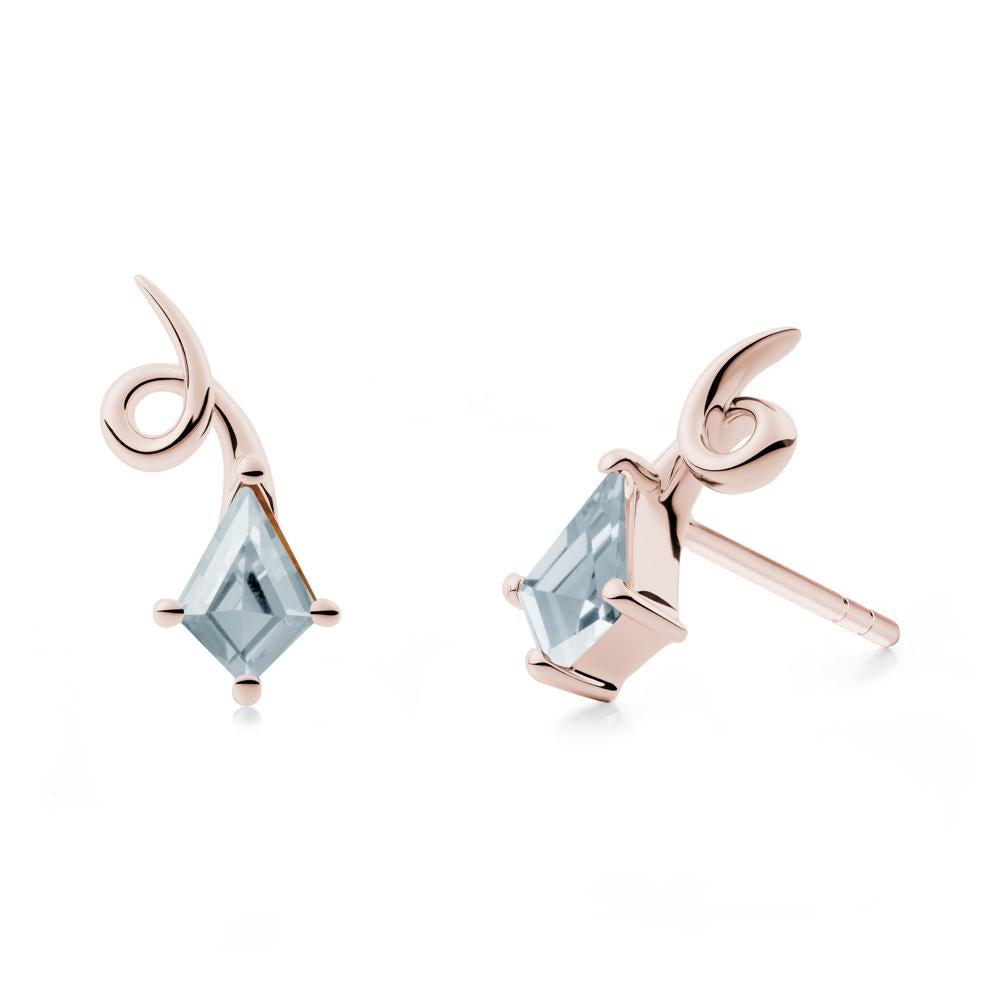 Shooting Star Inspired Aquamarine Stud Earrings - LUO Jewelry #metal_14k rose gold