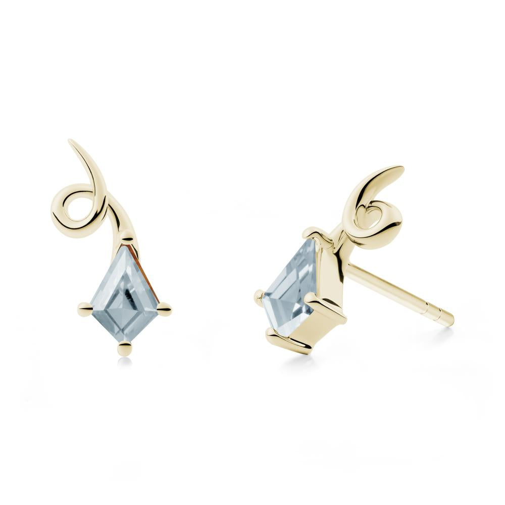 Shooting Star Inspired Aquamarine Stud Earrings - LUO Jewelry #metal_14k yellow gold