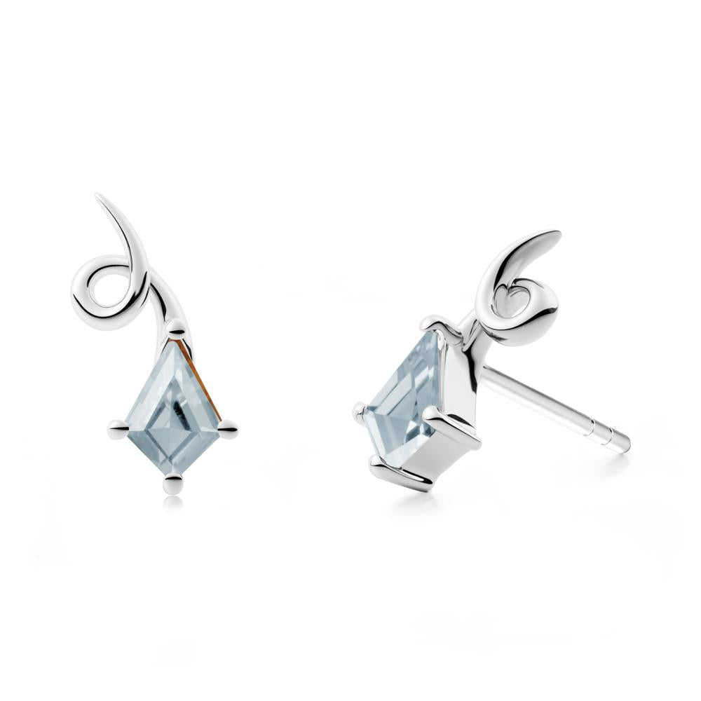 Shooting Star Inspired Aquamarine Stud Earrings - LUO Jewelry #metal_18k white gold