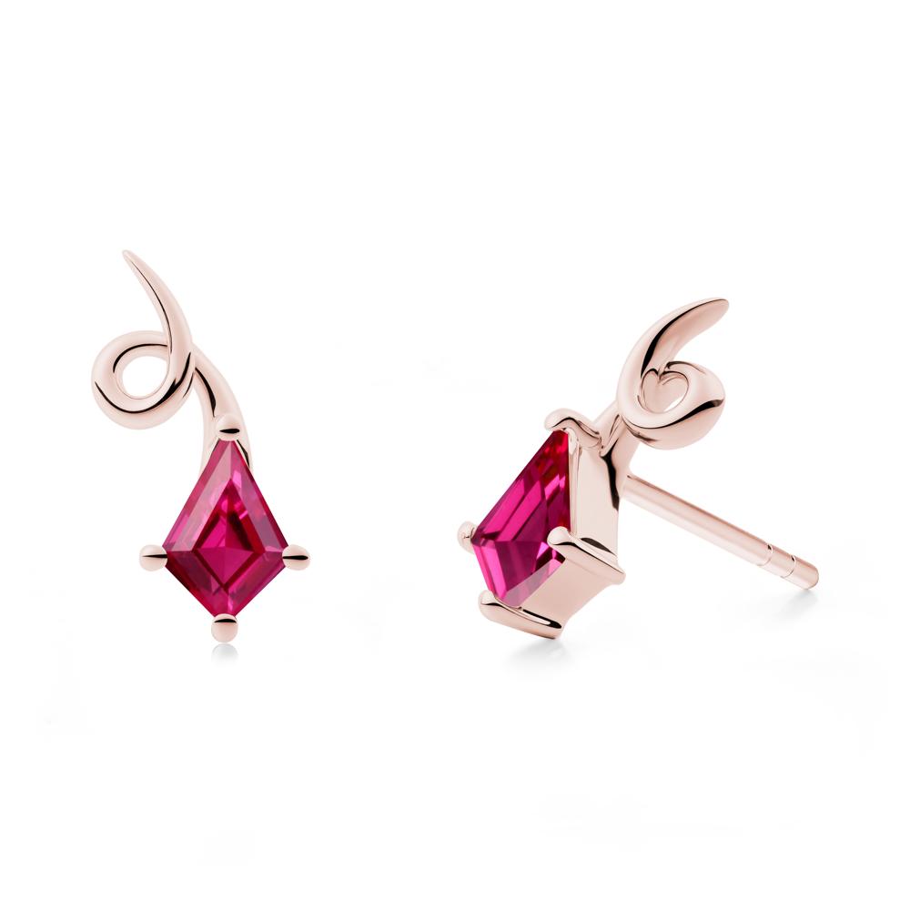 Kite Shapped Ruby Stud Earrings - LUO Jewelry #metal_18k rose gold