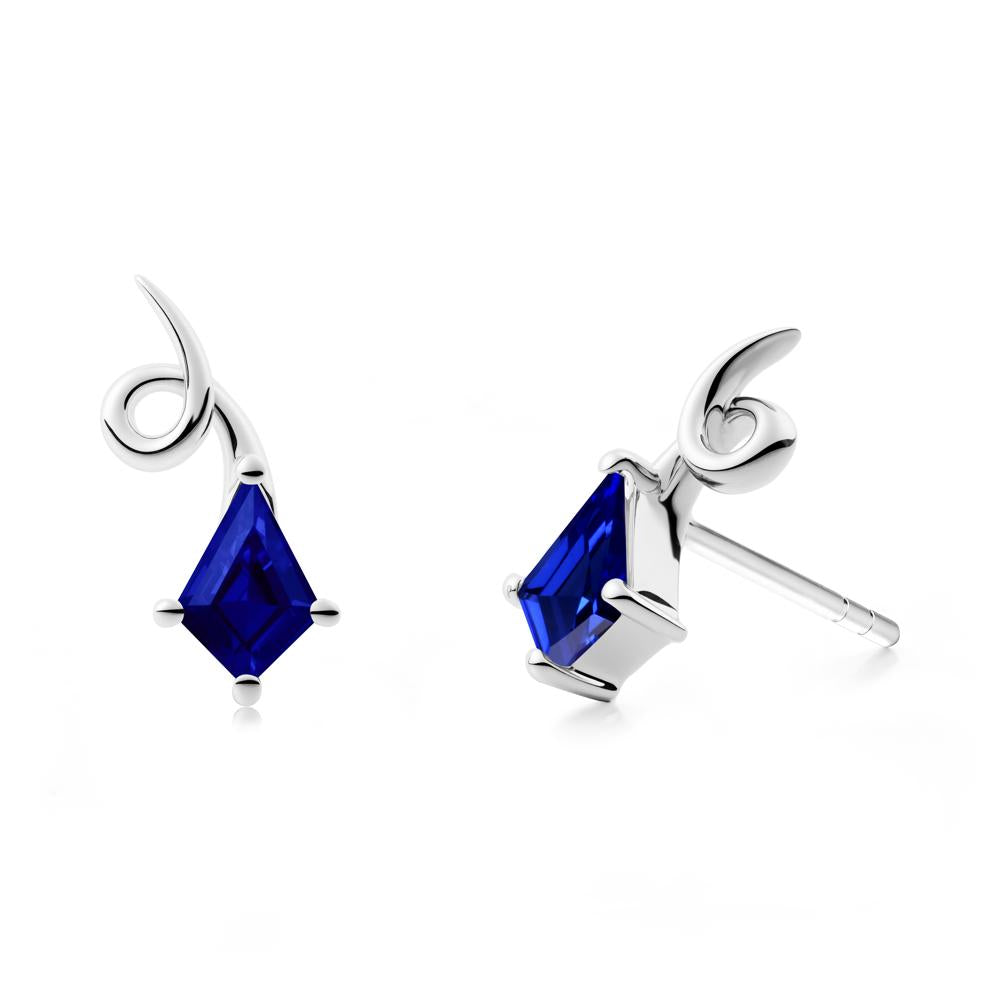 Kite-Cut Sapphire Earrings - LUO Jewelry #metal_18k white gold