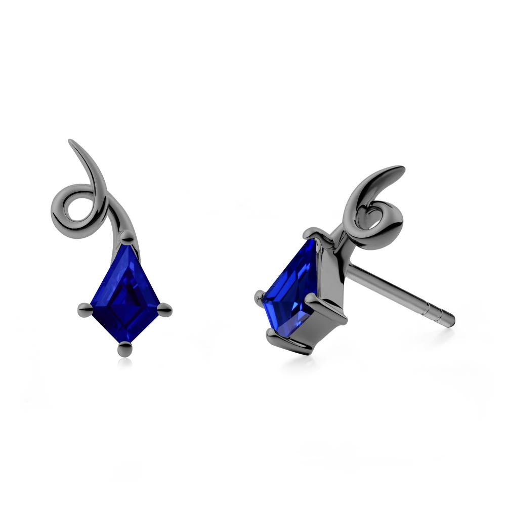 Kite-Cut Sapphire Earrings - LUO Jewelry #metal_black finish sterling silver