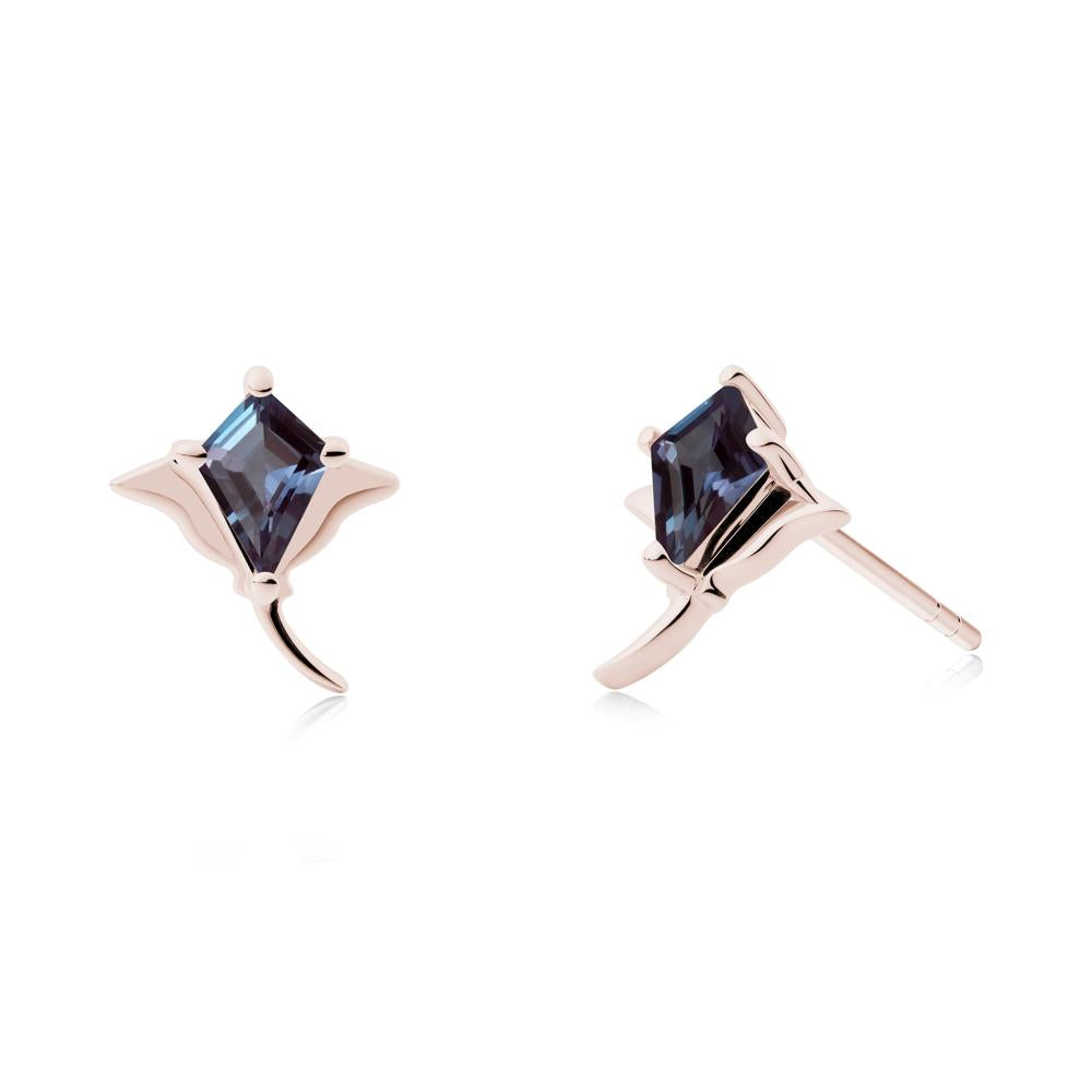 Stingray Inspired Alexandrite Earring Set - LUO Jewelry #metal_14k rose gold