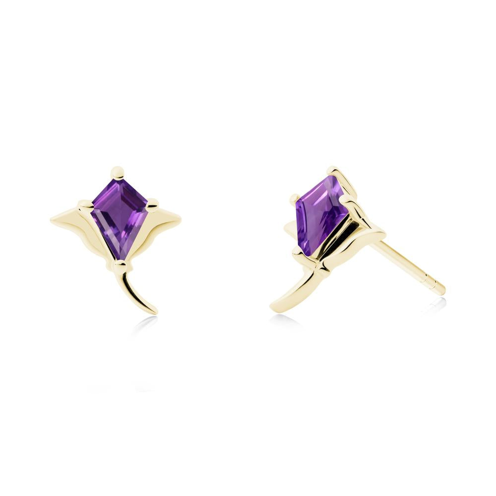 Stingray Inspired Amethyst Earring Set - LUO Jewelry #metal_18k yellow gold
