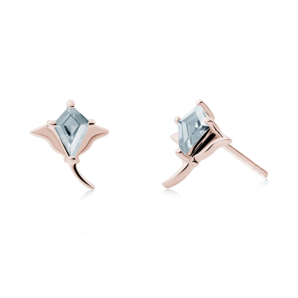 Stingray Inspired Aquamarine Earring Set - LUO Jewelry #metal_14k rose gold