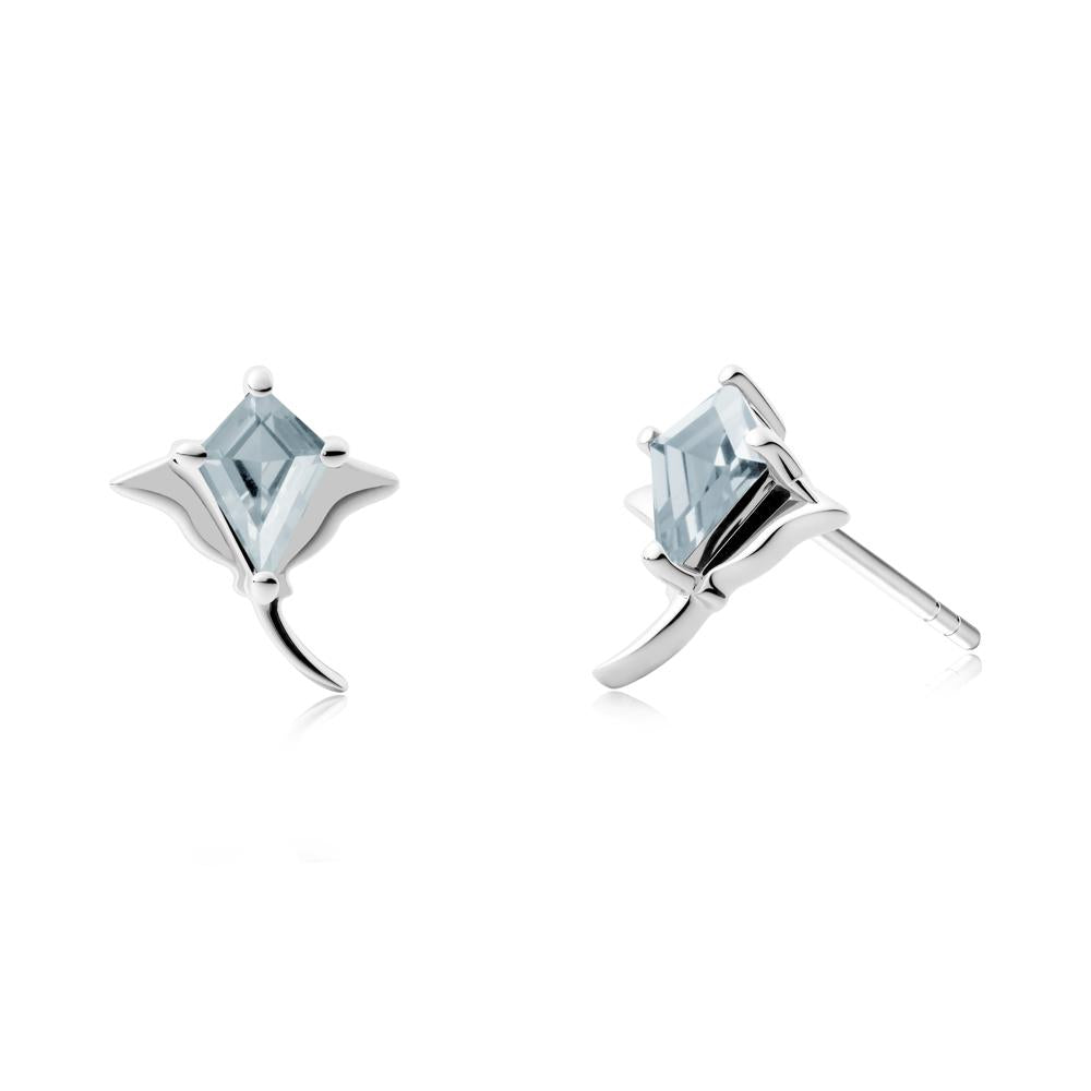Stingray Inspired Aquamarine Earring Set - LUO Jewelry #metal_18k white gold