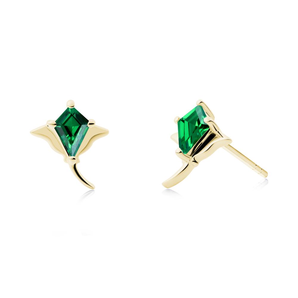 Manta Ray Emerald Stud Earrings - LUO Jewelry #metal_18k yellow gold