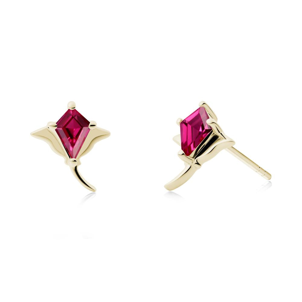 Manta Ray Ruby Stud Earrings - LUO Jewelry #metal_14k yellow gold