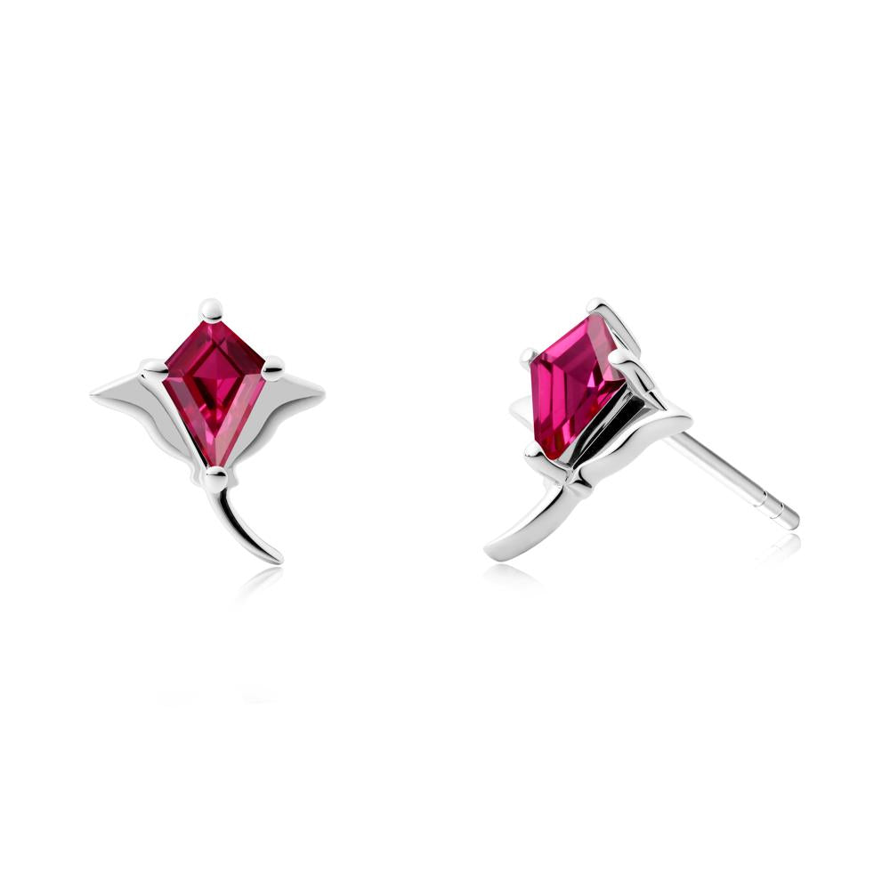 Manta Ray Ruby Stud Earrings - LUO Jewelry #metal_18k white gold