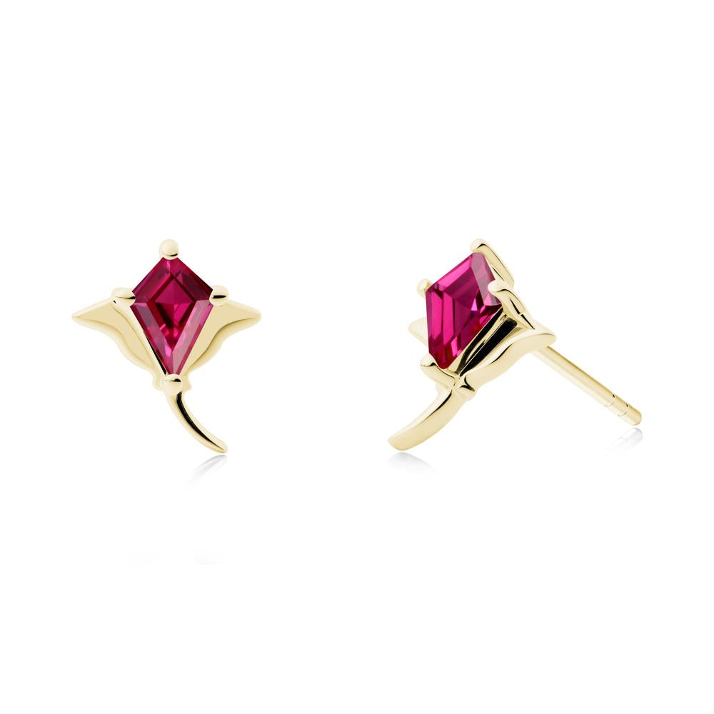 Manta Ray Ruby Stud Earrings - LUO Jewelry #metal_18k yellow gold