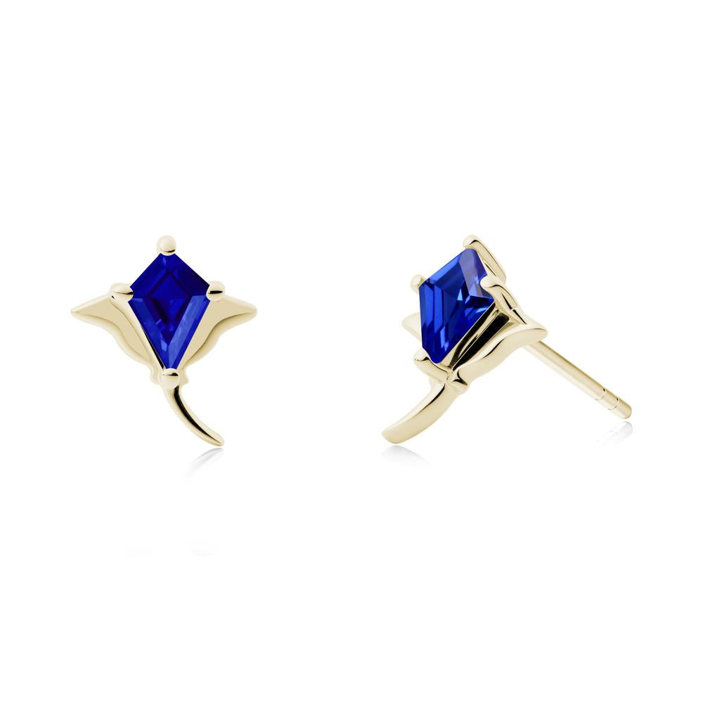 Manta Ray Sapphire Stud Earrings - LUO Jewelry #metal_14k yellow gold