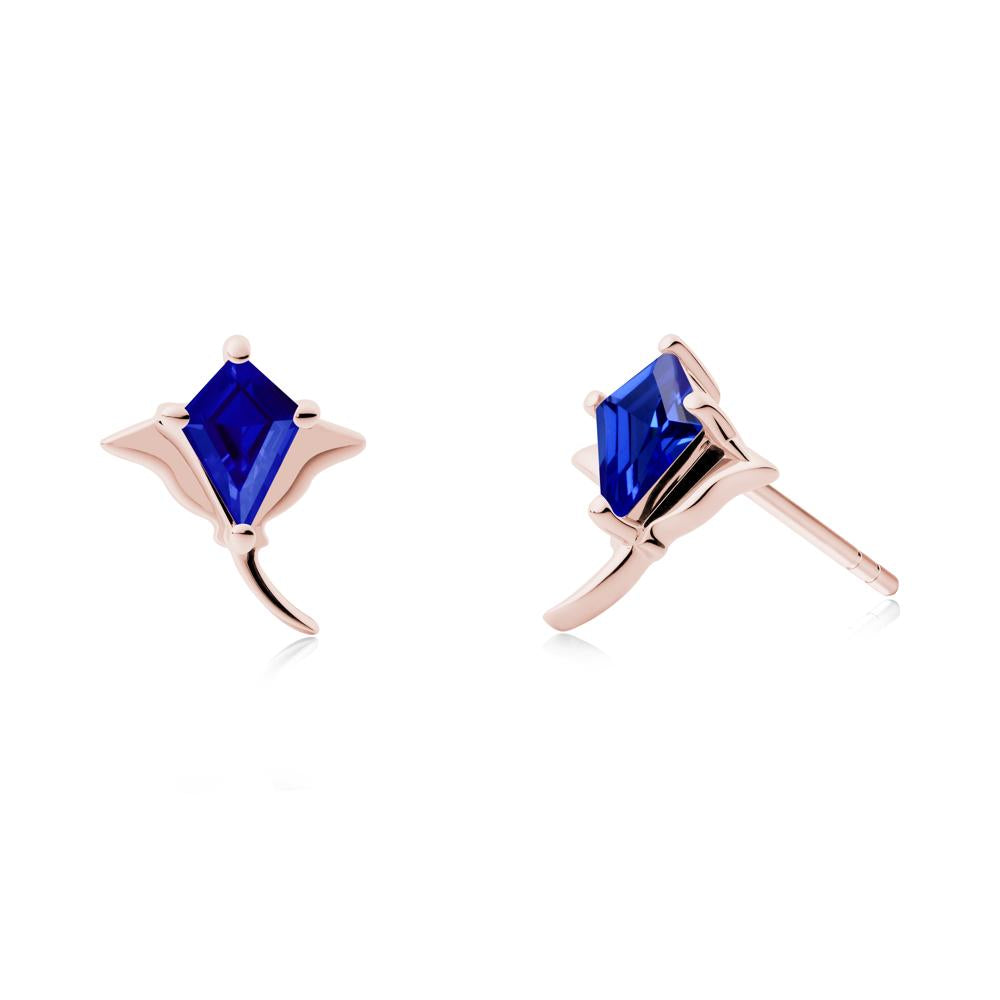 Manta Ray Sapphire Stud Earrings - LUO Jewelry #metal_18k rose gold