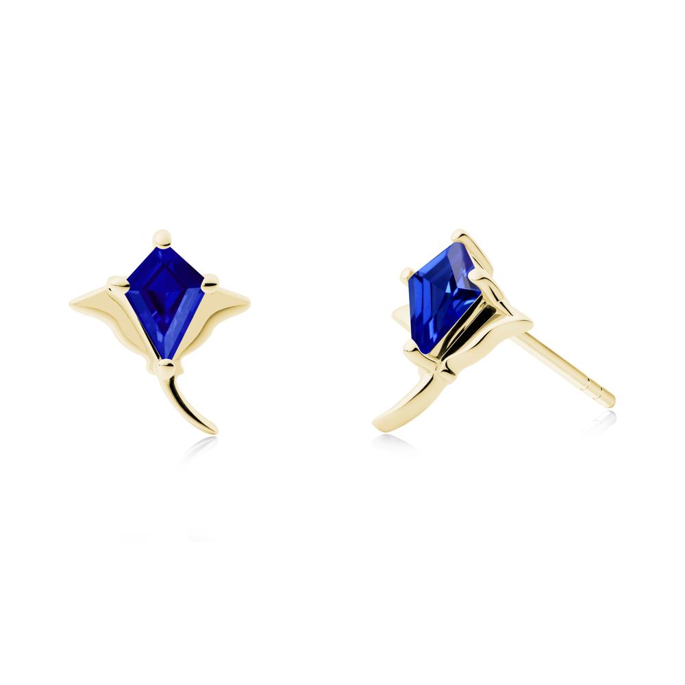 Manta Ray Sapphire Stud Earrings - LUO Jewelry #metal_18k yellow gold