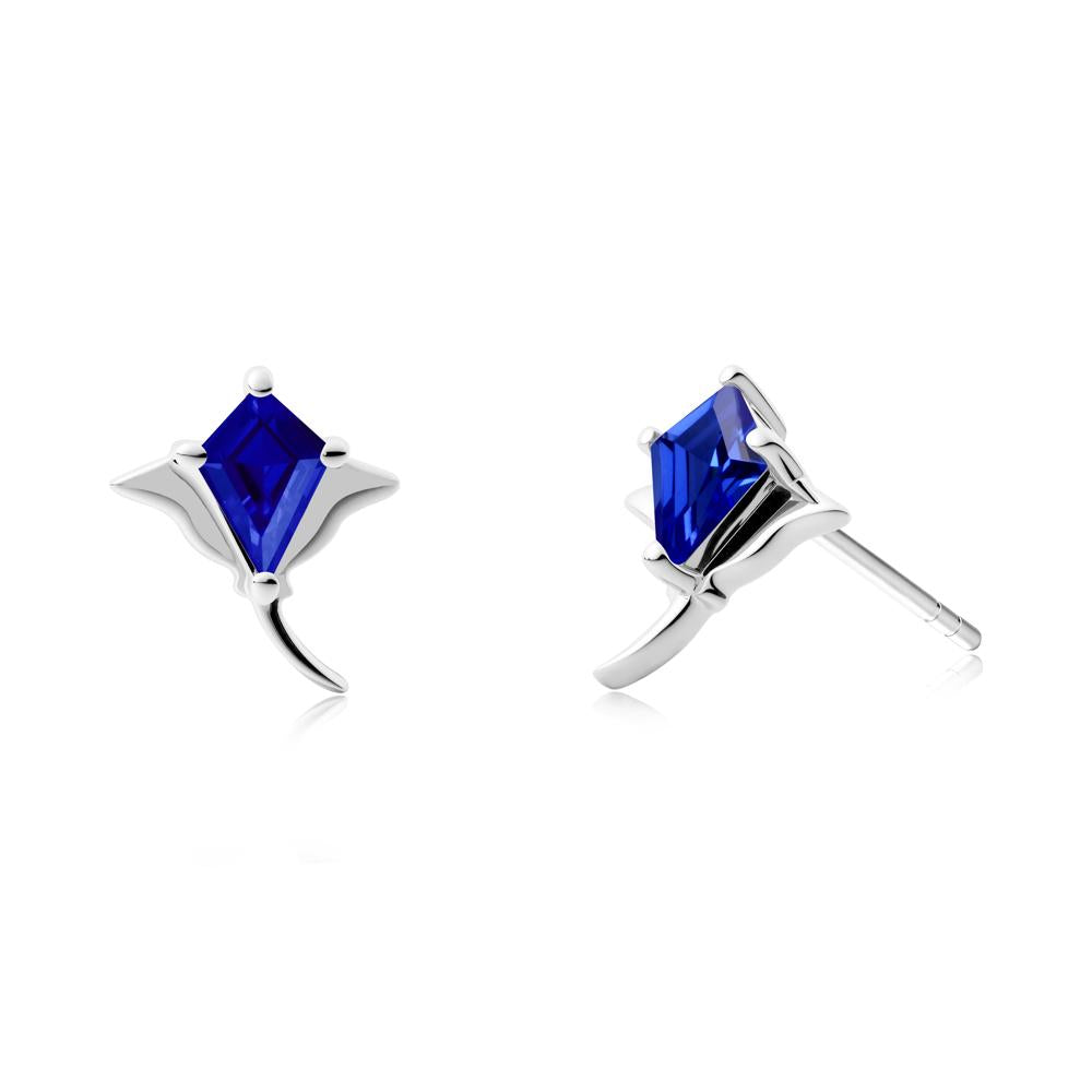 Manta Ray Sapphire Stud Earrings - LUO Jewelry #metal_sterling silver