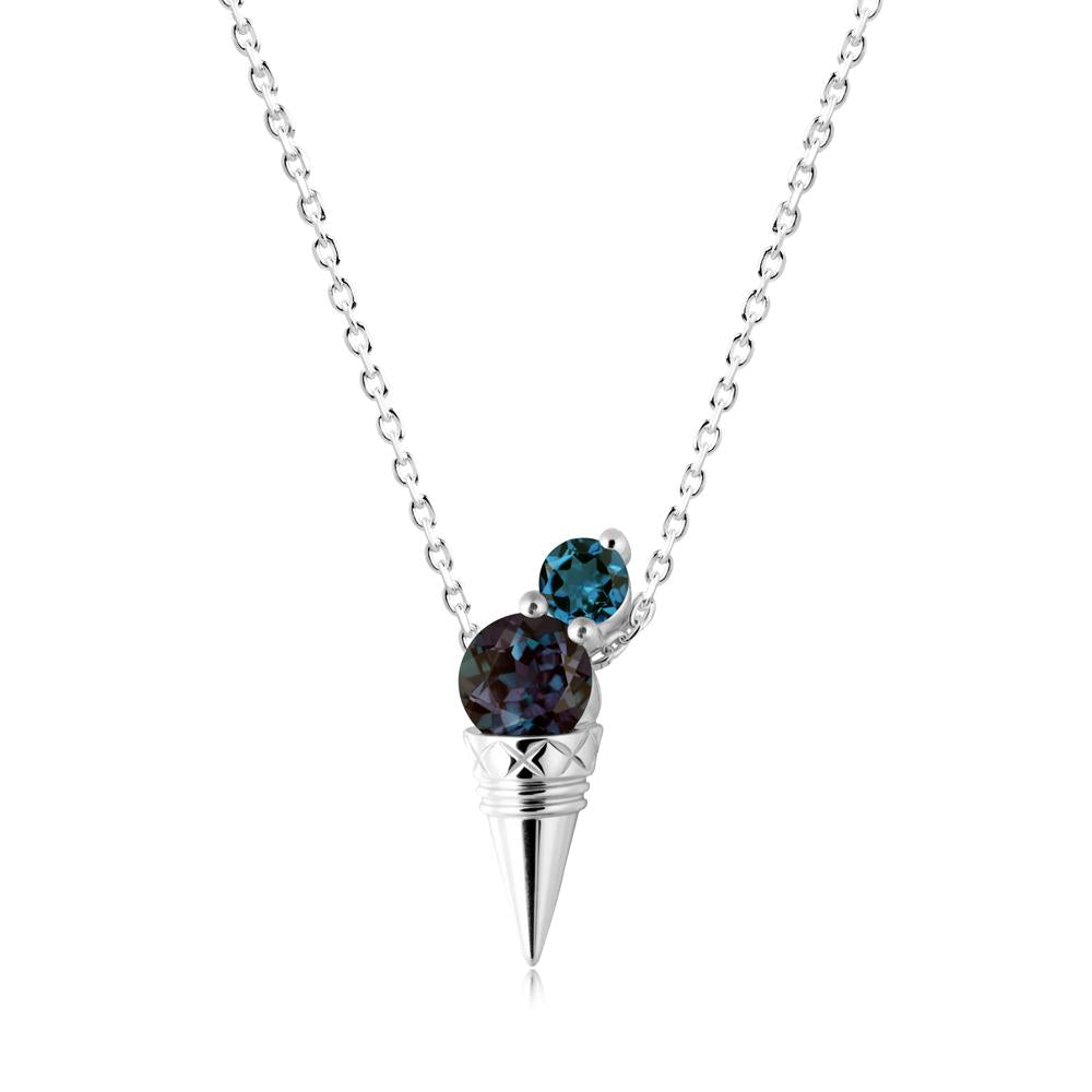 Ice Cream Inspired Alexandrite and London Blue Topaz Necklace - LUO Jewelry #metal_18k white gold