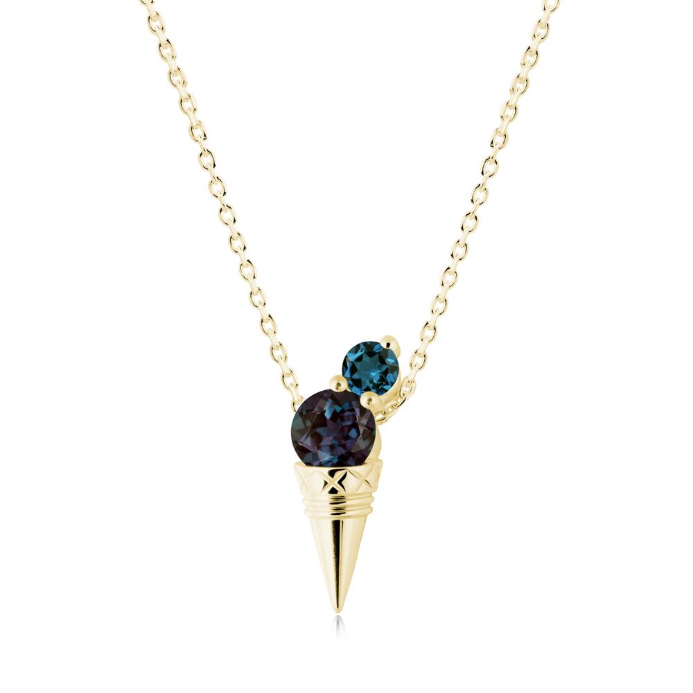 Ice Cream Inspired Alexandrite and London Blue Topaz Necklace - LUO Jewelry #metal_18k yellow gold