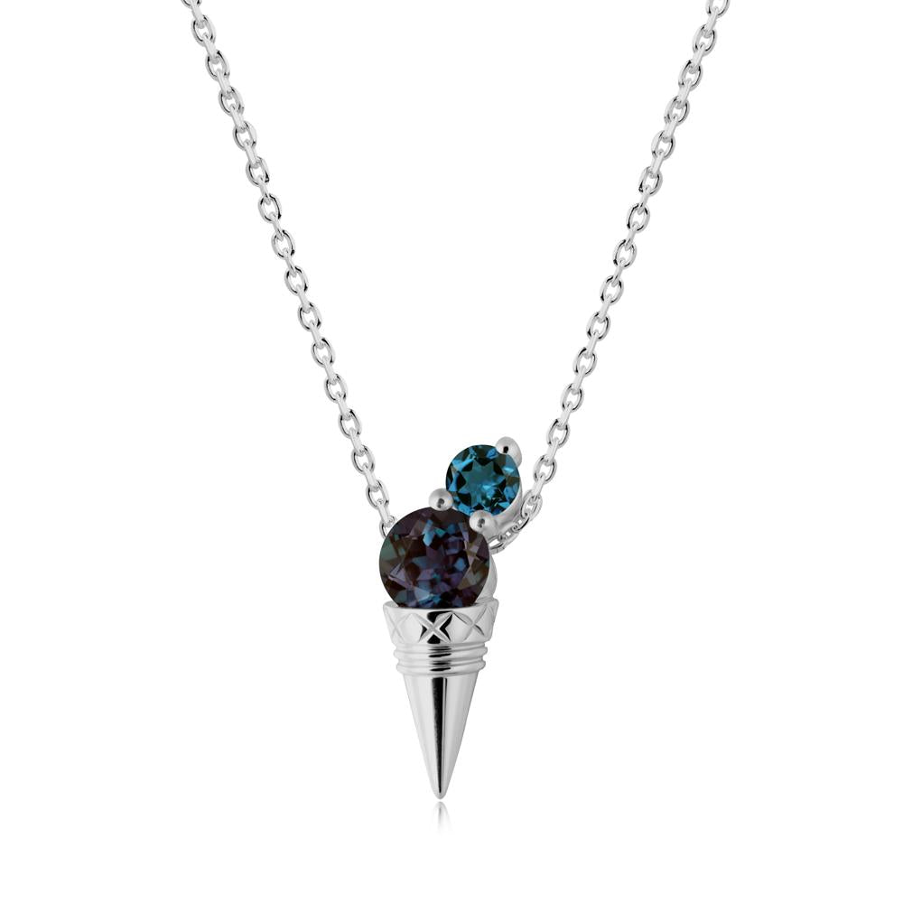 Ice Cream Inspired Alexandrite and London Blue Topaz Necklace - LUO Jewelry #metal_platinum