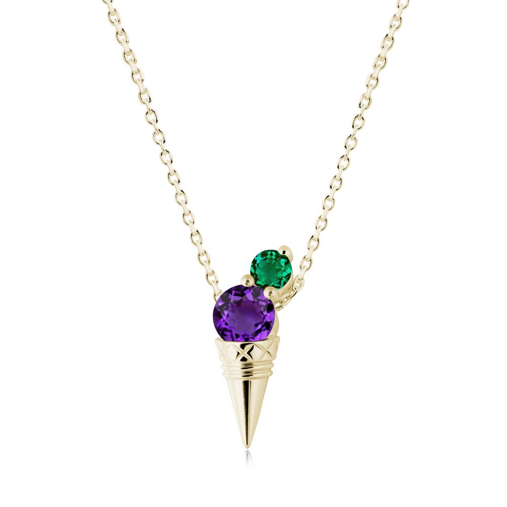 Ice Cream Inspired Amethyst and Emerald Necklace - LUO Jewelry #metal_14k yellow gold