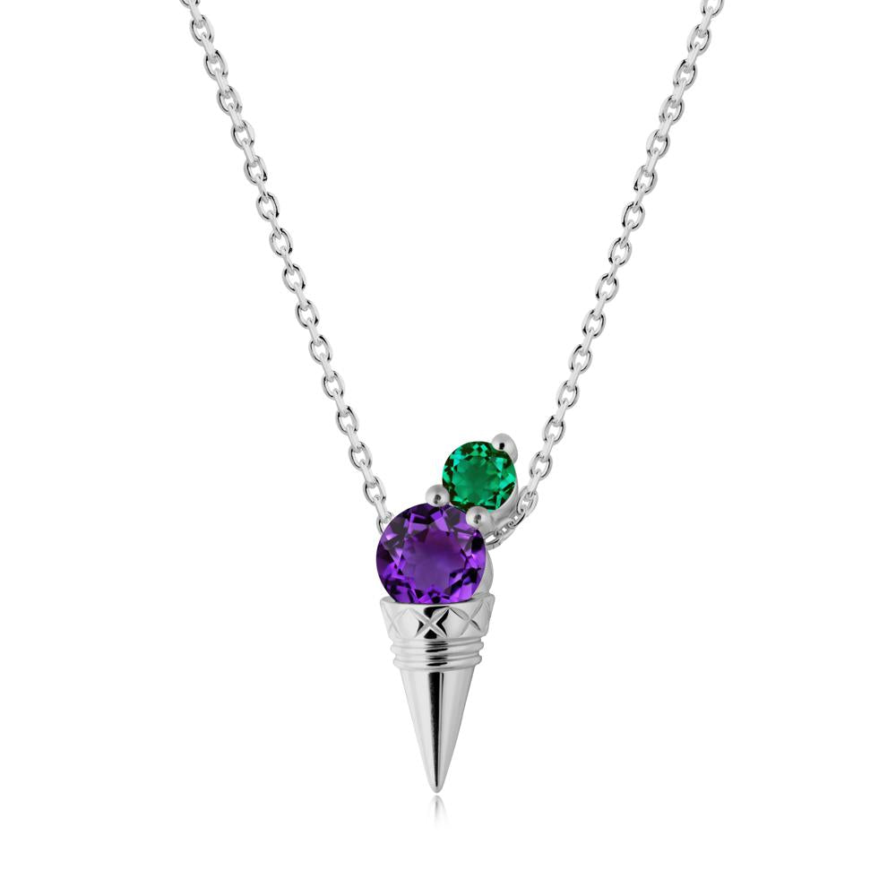 Ice Cream Inspired Amethyst and Emerald Necklace - LUO Jewelry #metal_platinum
