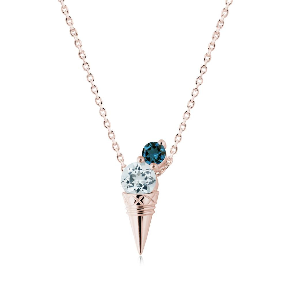 Aquamarine and London Blue Topaz Toi Et Moi Necklace - LUO Jewelry #metal_14k rose gold