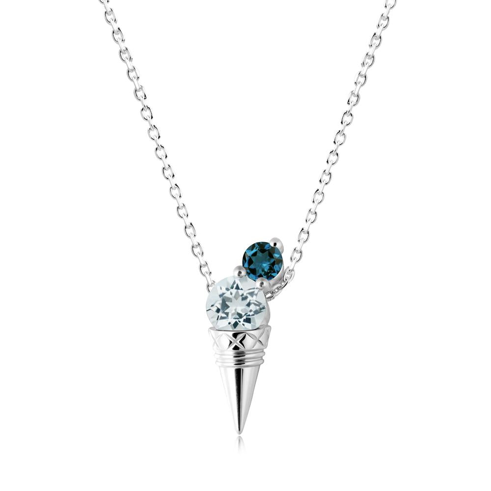 Aquamarine and London Blue Topaz Toi Et Moi Necklace - LUO Jewelry #metal_14k white gold