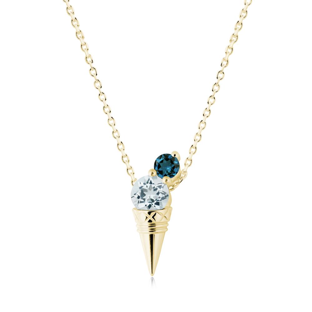 Aquamarine and London Blue Topaz Toi Et Moi Necklace - LUO Jewelry #metal_18k yellow gold