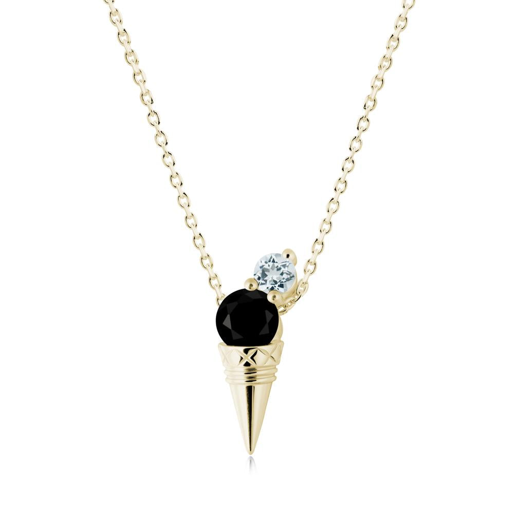 Black Spinel and Aquamarine Toi Et Moi Necklace - LUO Jewelry #metal_14k yellow gold