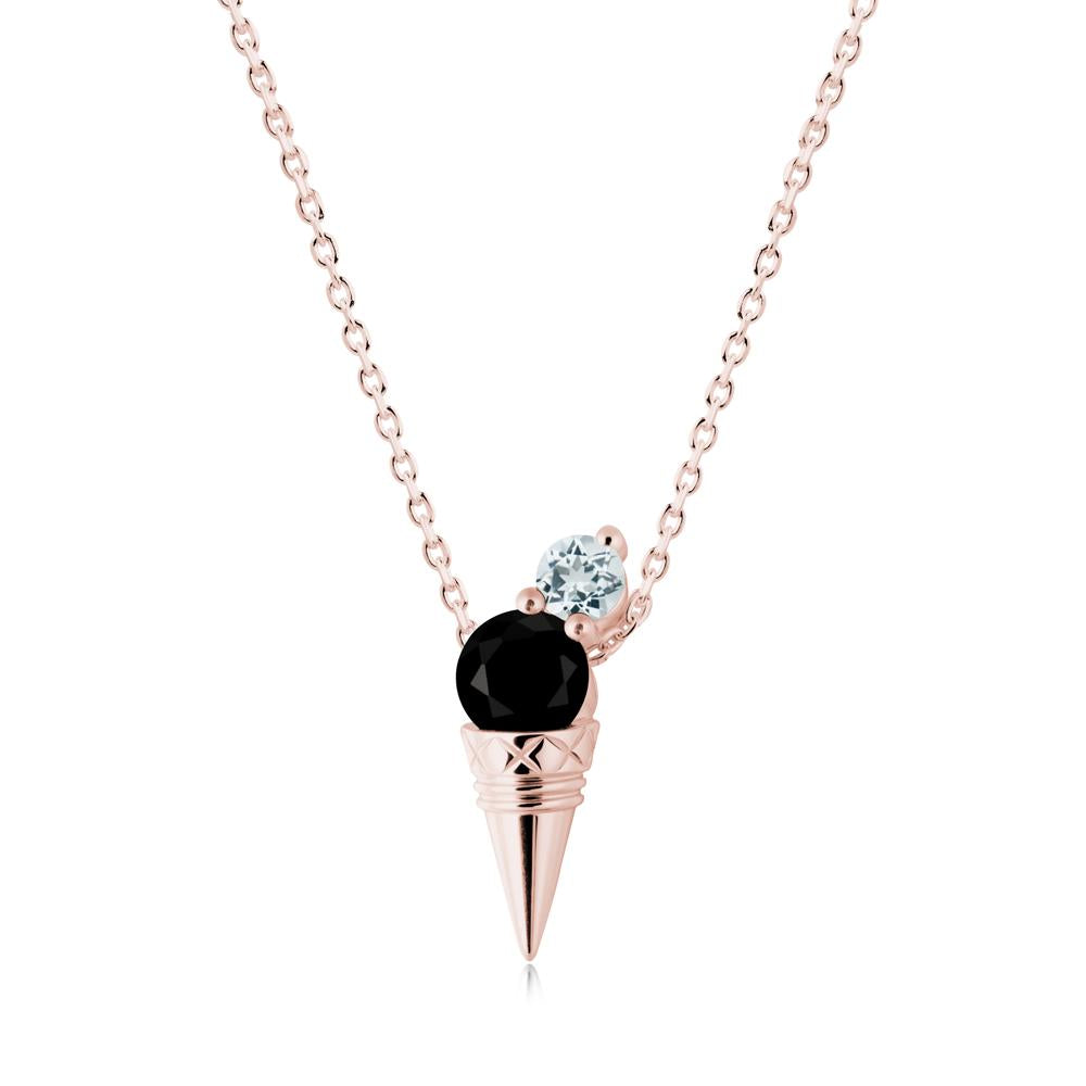 Black Spinel and Aquamarine Toi Et Moi Necklace - LUO Jewelry #metal_18k rose gold