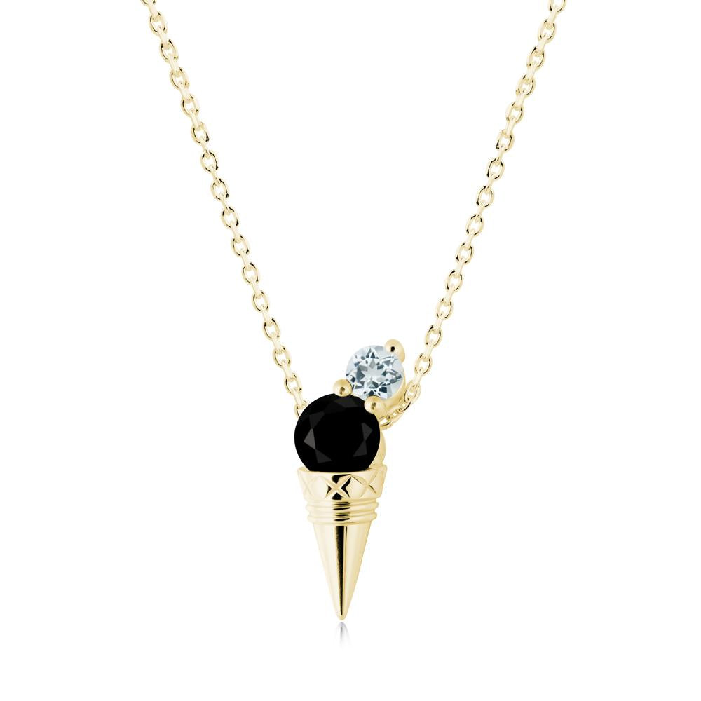 Black Spinel and Aquamarine Toi Et Moi Necklace - LUO Jewelry #metal_18k yellow gold