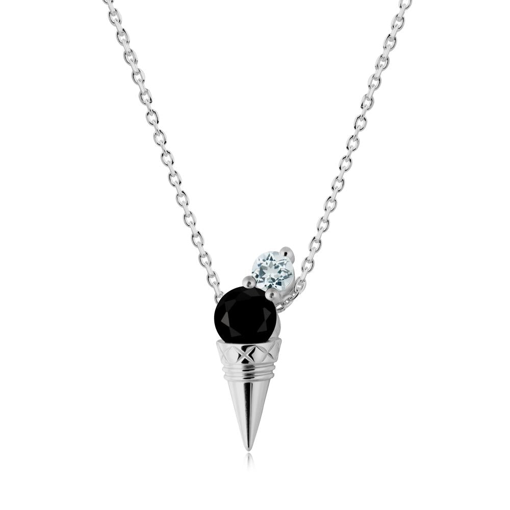 Black Spinel and Aquamarine Toi Et Moi Necklace - LUO Jewelry #metal_platinum