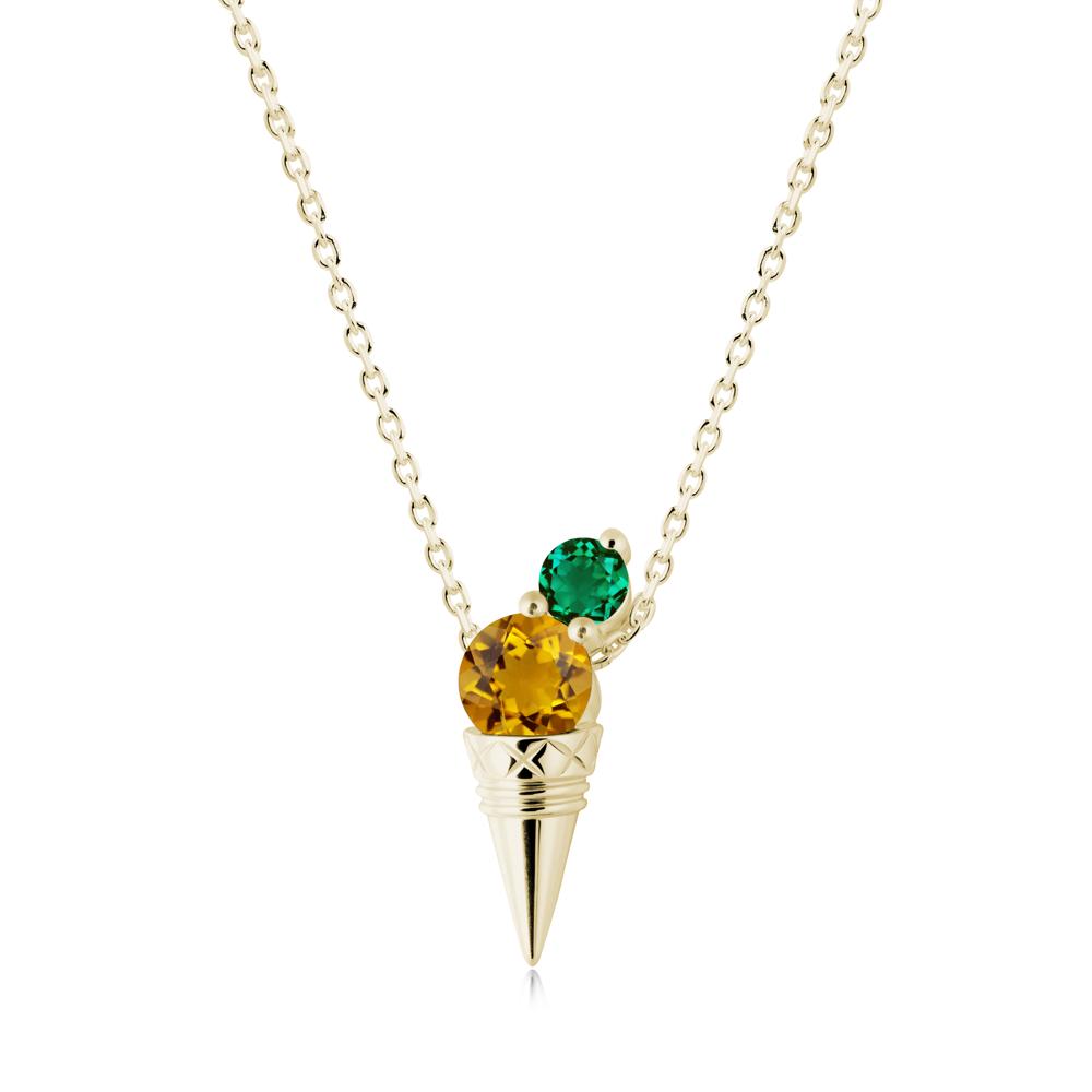 Ice Cream Inspired Citrine and Emerald Necklace - LUO Jewelry #metal_14k yellow gold