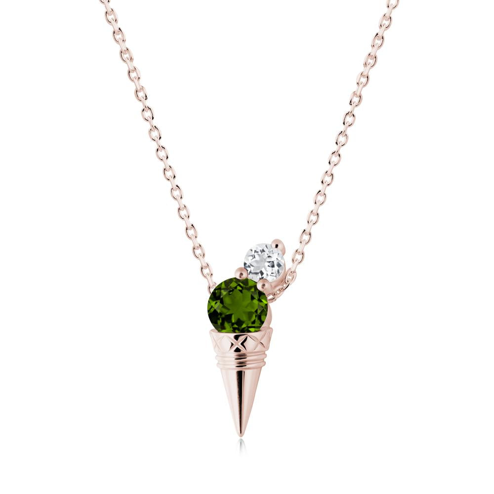 Diopside and White Topaz Toi Et Moi Necklace - LUO Jewelry #metal_14k rose gold