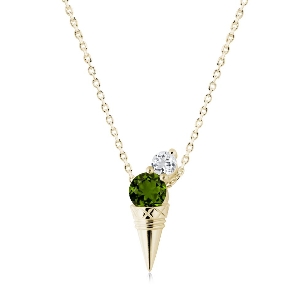 Diopside and White Topaz Toi Et Moi Necklace - LUO Jewelry #metal_14k yellow gold